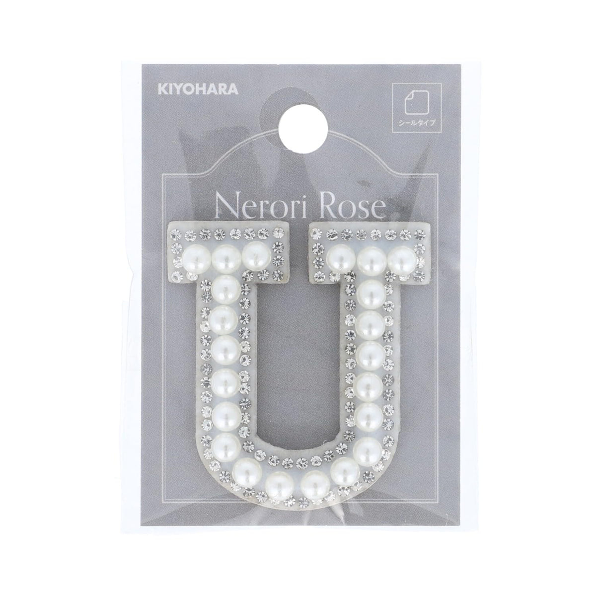 Kiyohara NR-09 Neroli Rose Pearl Initial Seal Patch, U, Width 1.7 x Height 1.8 x Thickness 0.2 inches (42 x 46 x 6 mm)
