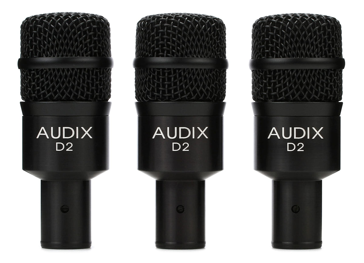 AUDIX D2 Trio Dynamic Microphone 3-Pack for Kick Drums, Toms, and Bass Instruments
