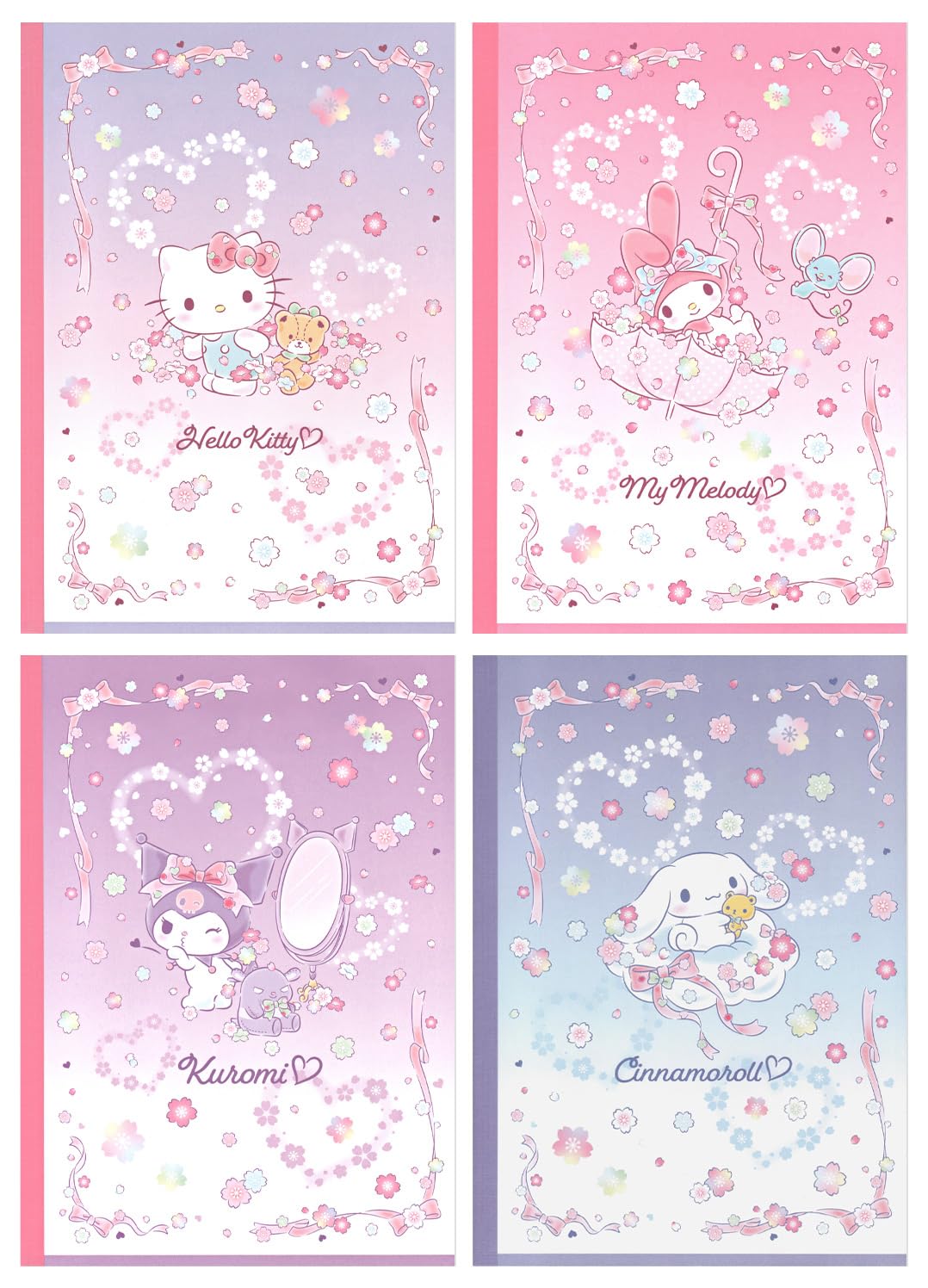 Yamano Paper Industry Sanrio Notebook, A Rule, Pack of 4, S/R 4PNB-C