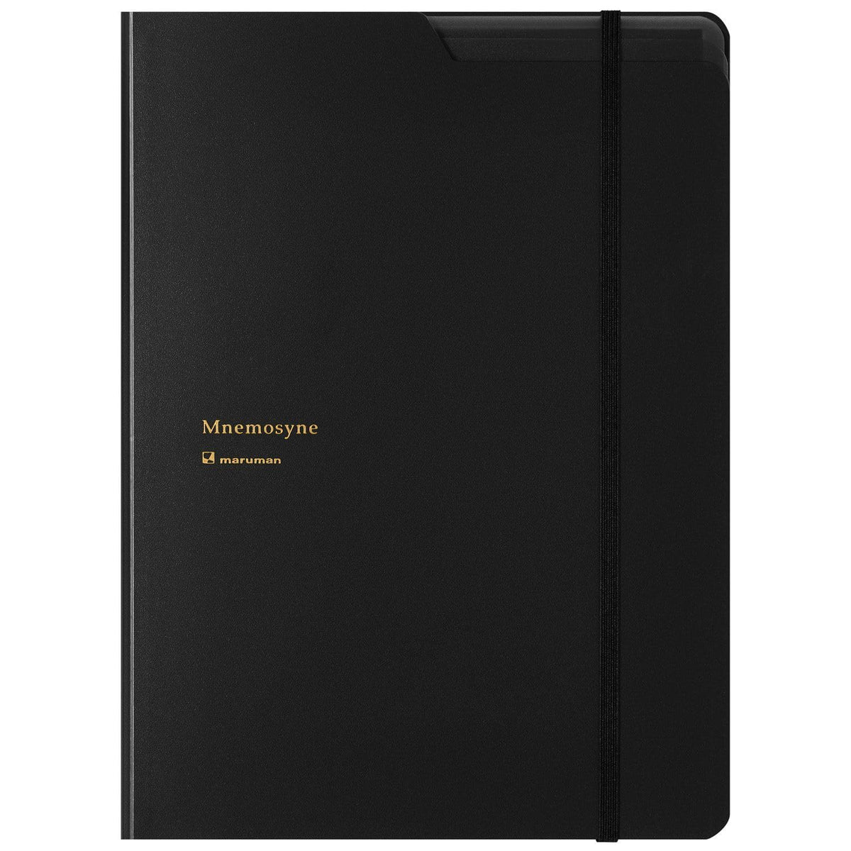 Maruman Mnemosyne Padfolio Notebook, A5, 5.83" x 8.27", Premium Black Folder With Grid Notepad, Includes 5 Pockets, Pen Holder, & Elastic Closure, Made in Japan