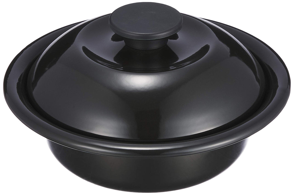 Noda Horo KO-19BK Heat-Resistant Pot, Enamel, Gas/Induction Compatible, 0.75 Quarts, 235.5 oz Max, Black, Single Person, No Lid, Made in Japan
