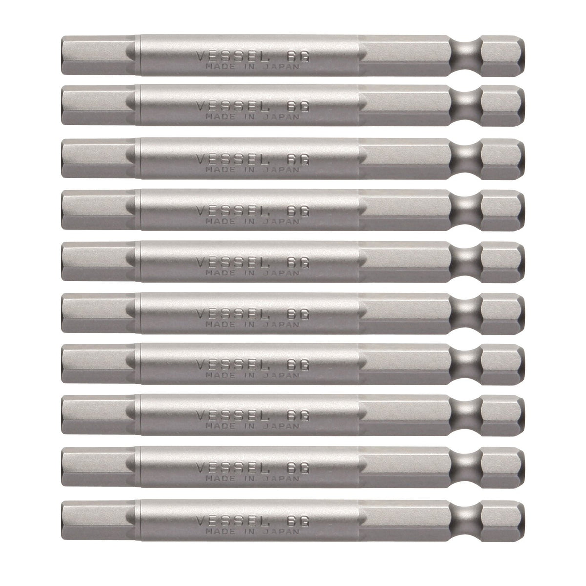 Vessel Hex Bit B35 Opposite Side 0.2 x 3.0 inches (6 x 75 mm), Hardness, G Set of 10, Hexagonal Hole, Bolts, Screws ZP