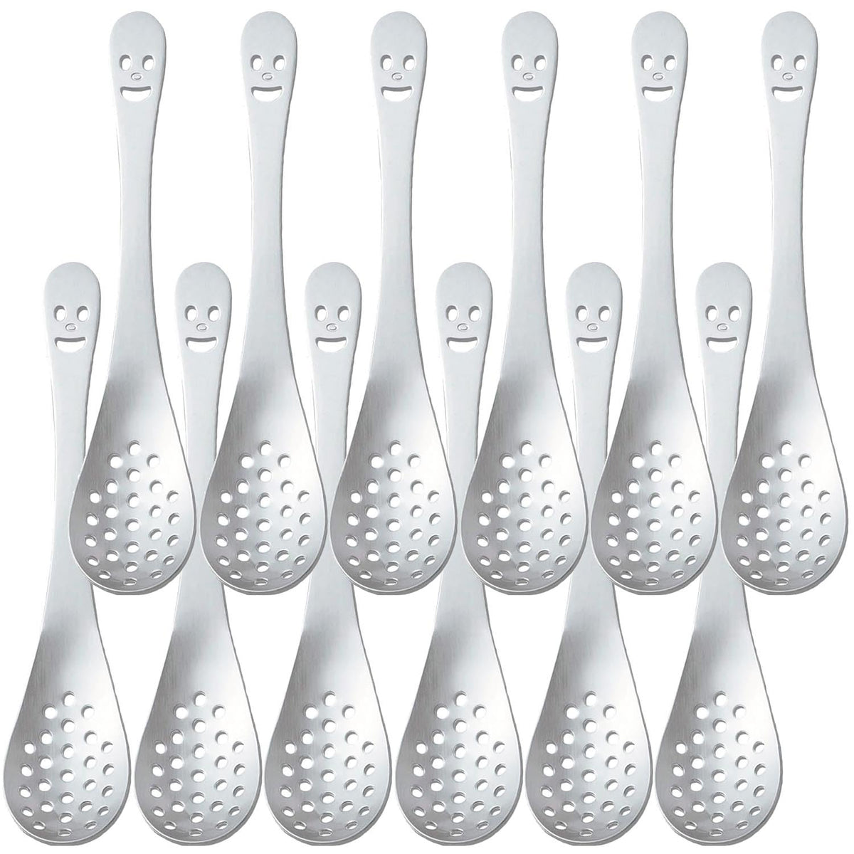Nagao Tsubamesanjo Nico Astragalus Spoon, Holed, 7.1 inches (18.1 cm), Frosted, Set of 12, 18-8 Stainless Steel, Made in Japan