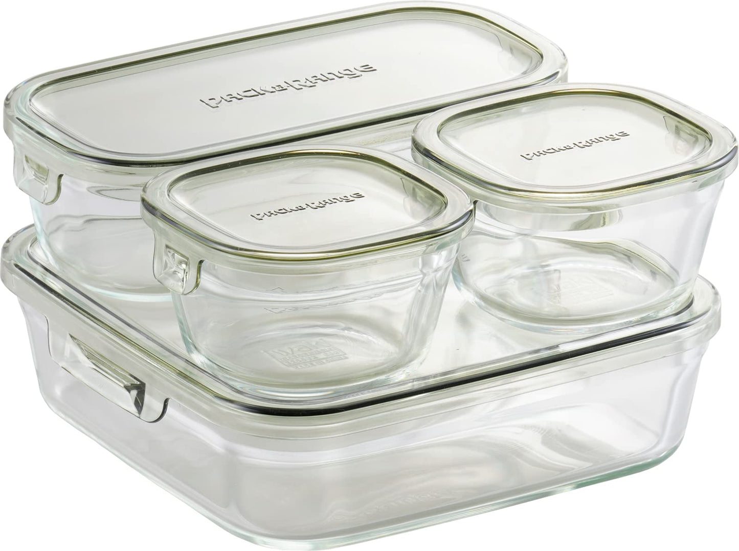 iwaki PC-PRN4G42 Heat Resistant Glass Storage Container, Olive Green, System Set, Mini Pack & Range