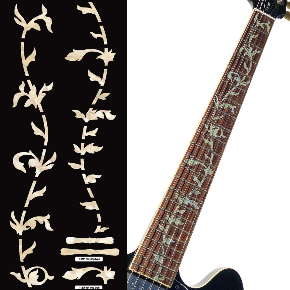Inlaystickers Fret Markers for Guitars - Tree Of Life - Aged White Pearl, FT-050TG-AW