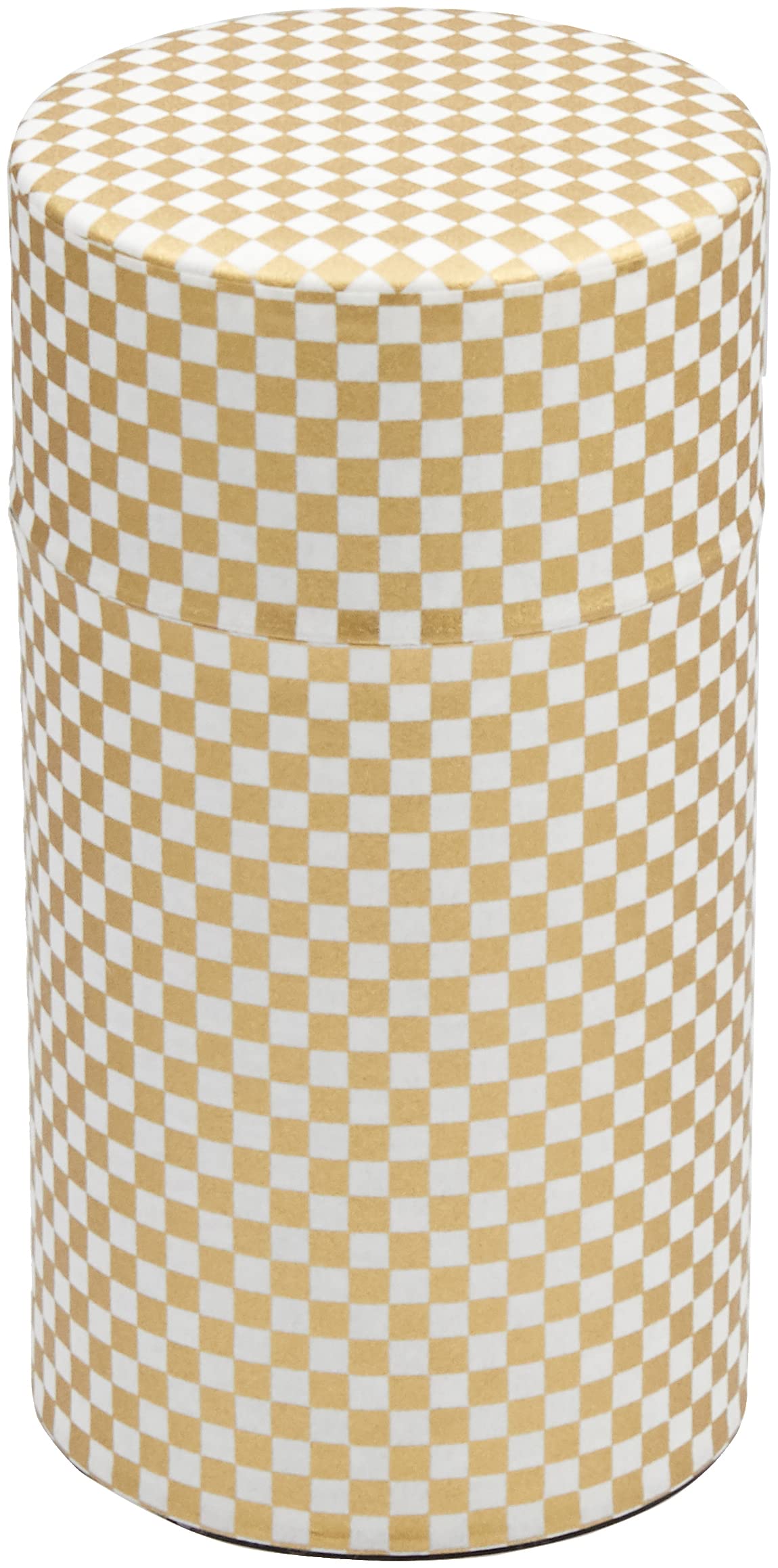 Yamako Pokkan a Japanese Tea Tin Canister, Air Tight, Double Lid, 200g Tea Capacity (Ichimatsu - Japanese Checkered Pattern, L - 200g)