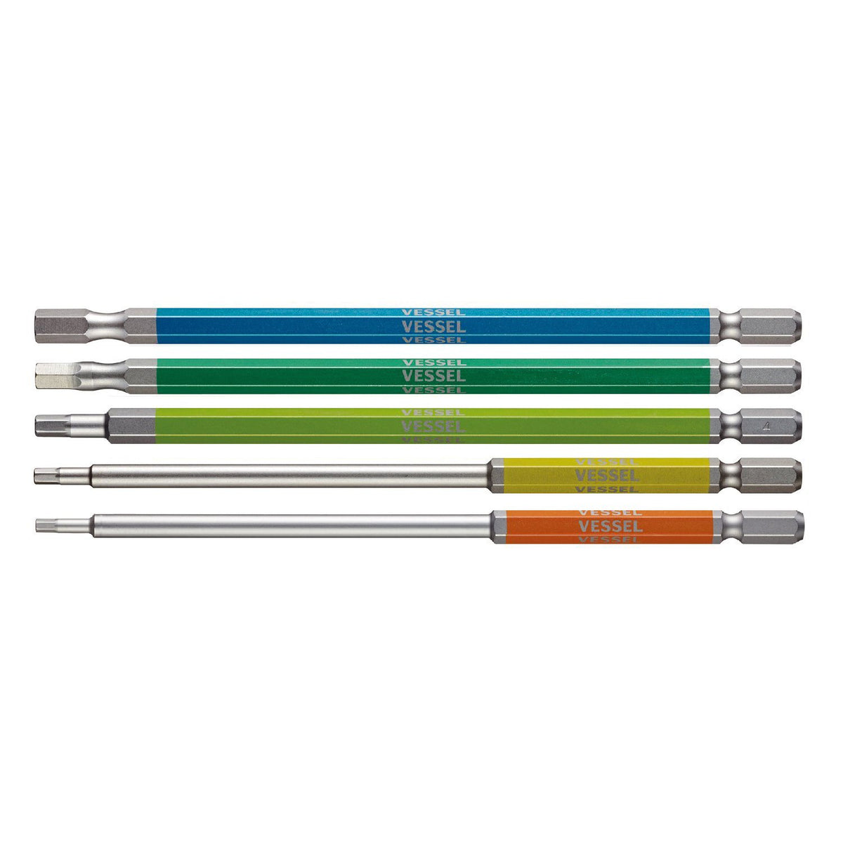 VESSEL GS5P-32 Hex Bit (Color Coded, 5 Pieces)