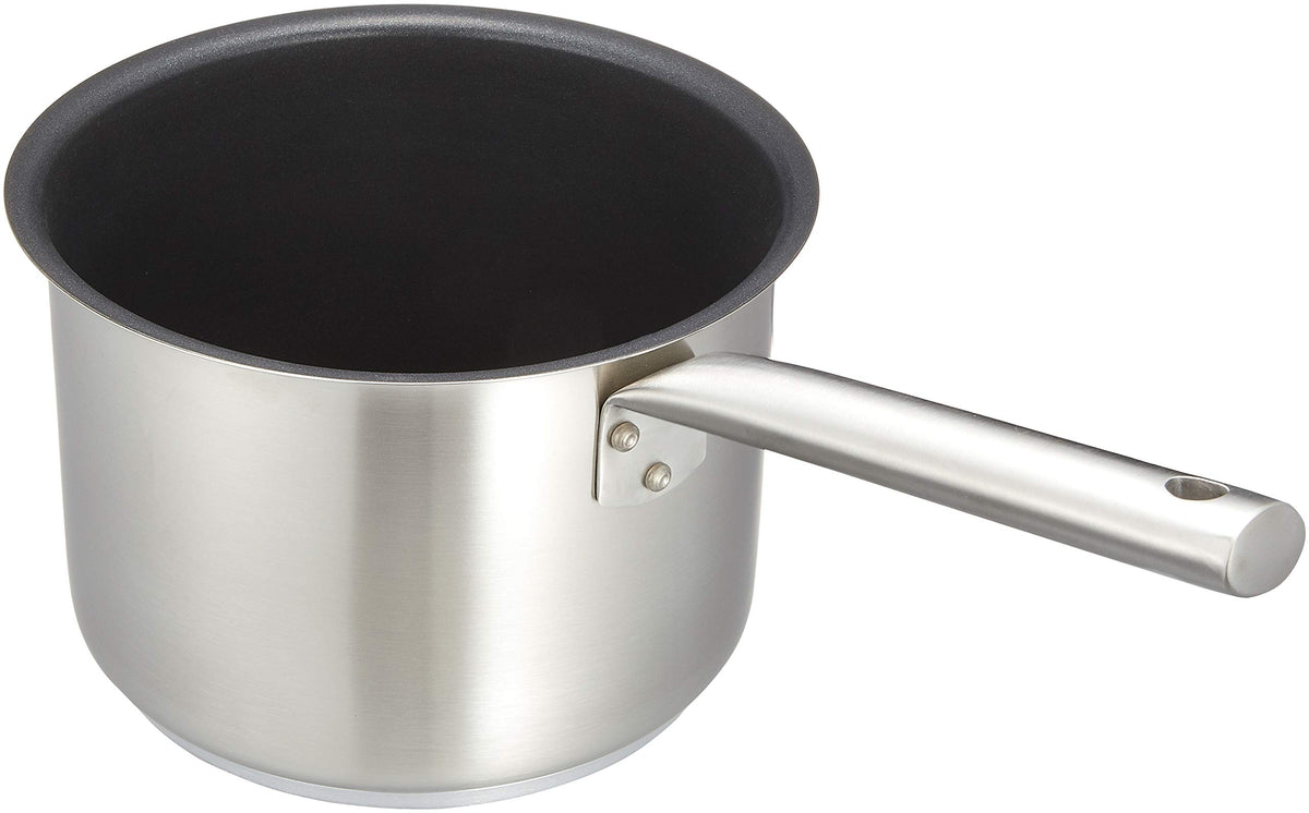 Endoshoji AKTD202 Murano Induction Teflon Select Single Handed Deep Pot, 7.1 inches (18 cm), No Lid, Induction Compatible, 18-8 Stainless Steel, Teflon Inner Surface