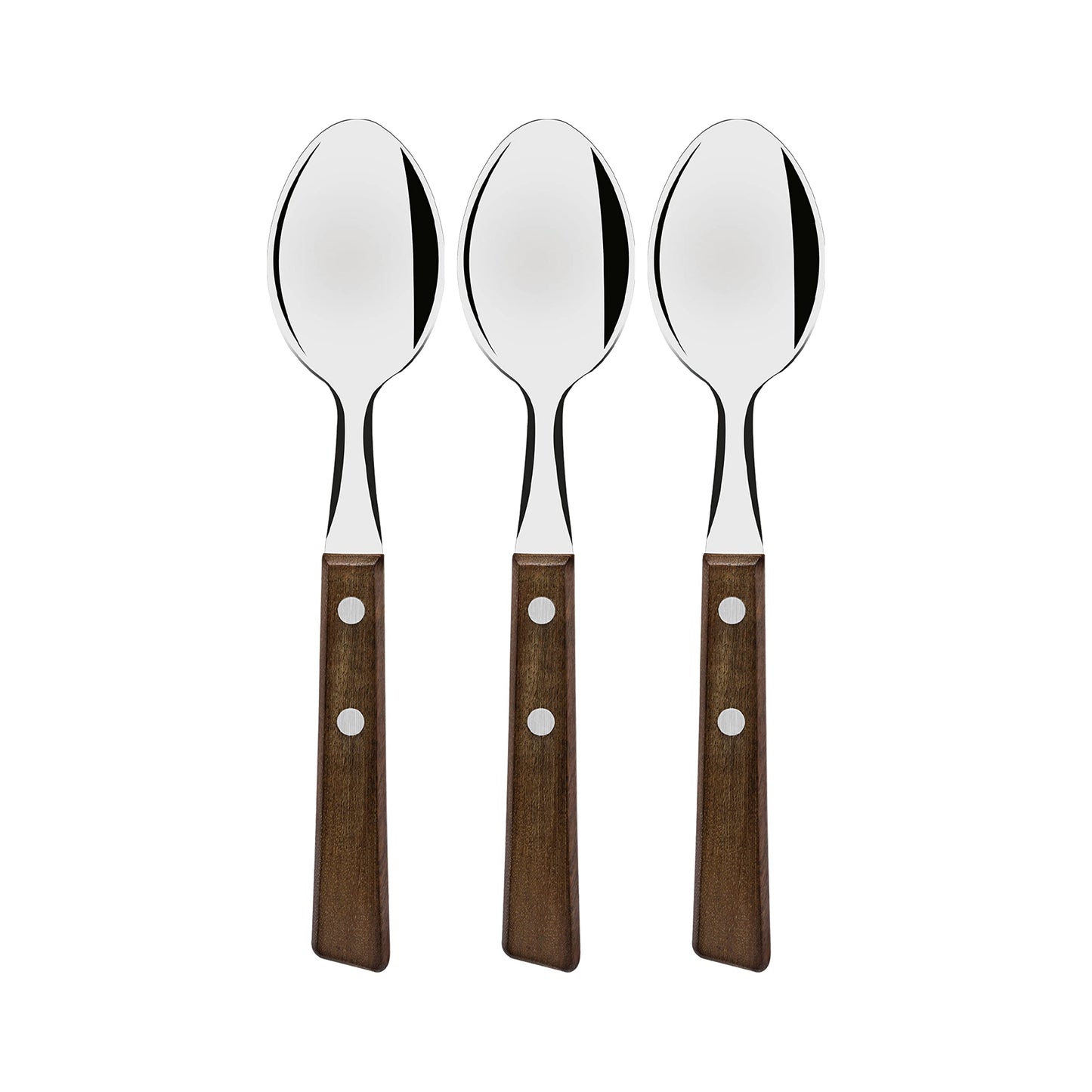 Tramontina 22203/300 Traditional Heavy Duty Natural Wood Pattern Table Spoon, 7.5 inches (19 cm), Set of 3, Cutlery, Blister Pack, Lightweight, Natural Wood, Made in Brazil