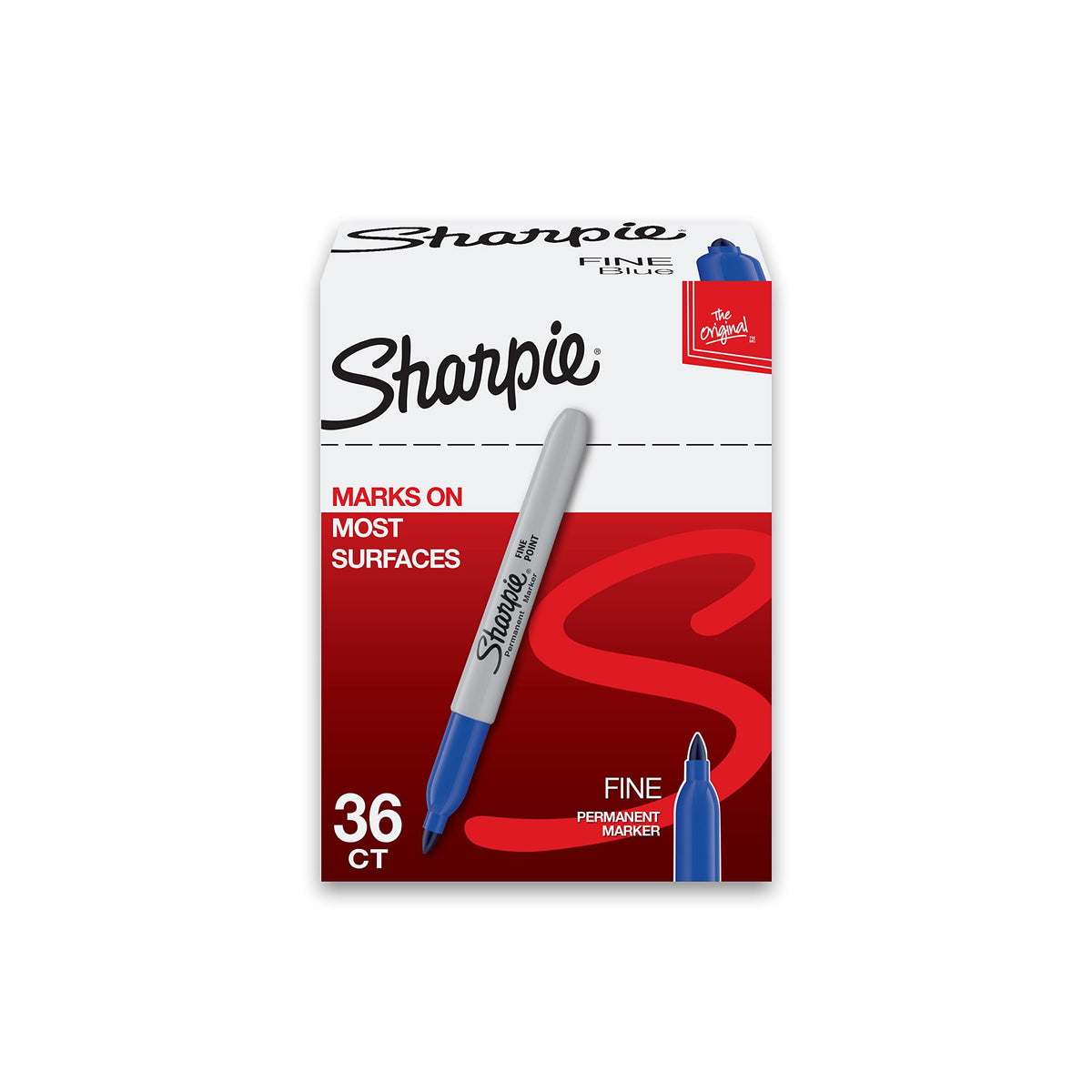 Sharpie Permanent Markers, Blue, Fine Tip, Bulk Set, 36 Count - For Plastic, Metal, Wood, And More