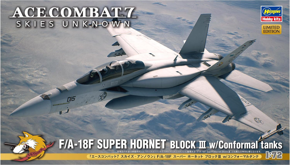 Hasegawa Creator Works Series Ace Combat 7 Skies Unknown F/A-18F Super Hornet Block III w/Conformal Tank 1/72 Scale Plastic Model SP644 (Airplane)