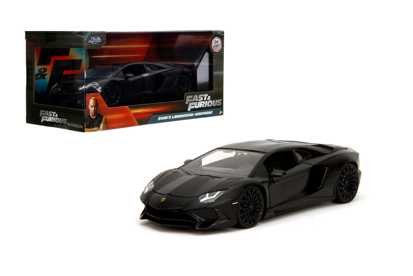 Jada Fast & Furious Shaw's Lamborghini Aventador SV – Die-Cast Vehicle, Opening Doors, Hood & Trunk, 1:24 Scale