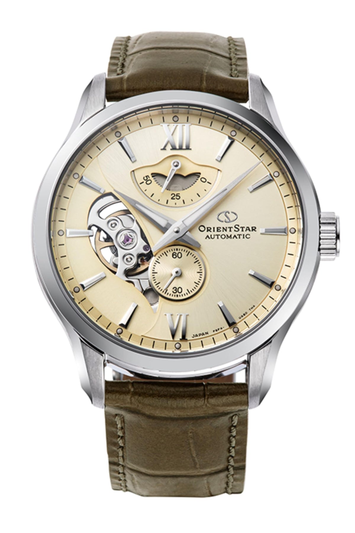 Orient Star - Automatic layered skeleton automatic watch made in Japan, Champagne Gold, strip
