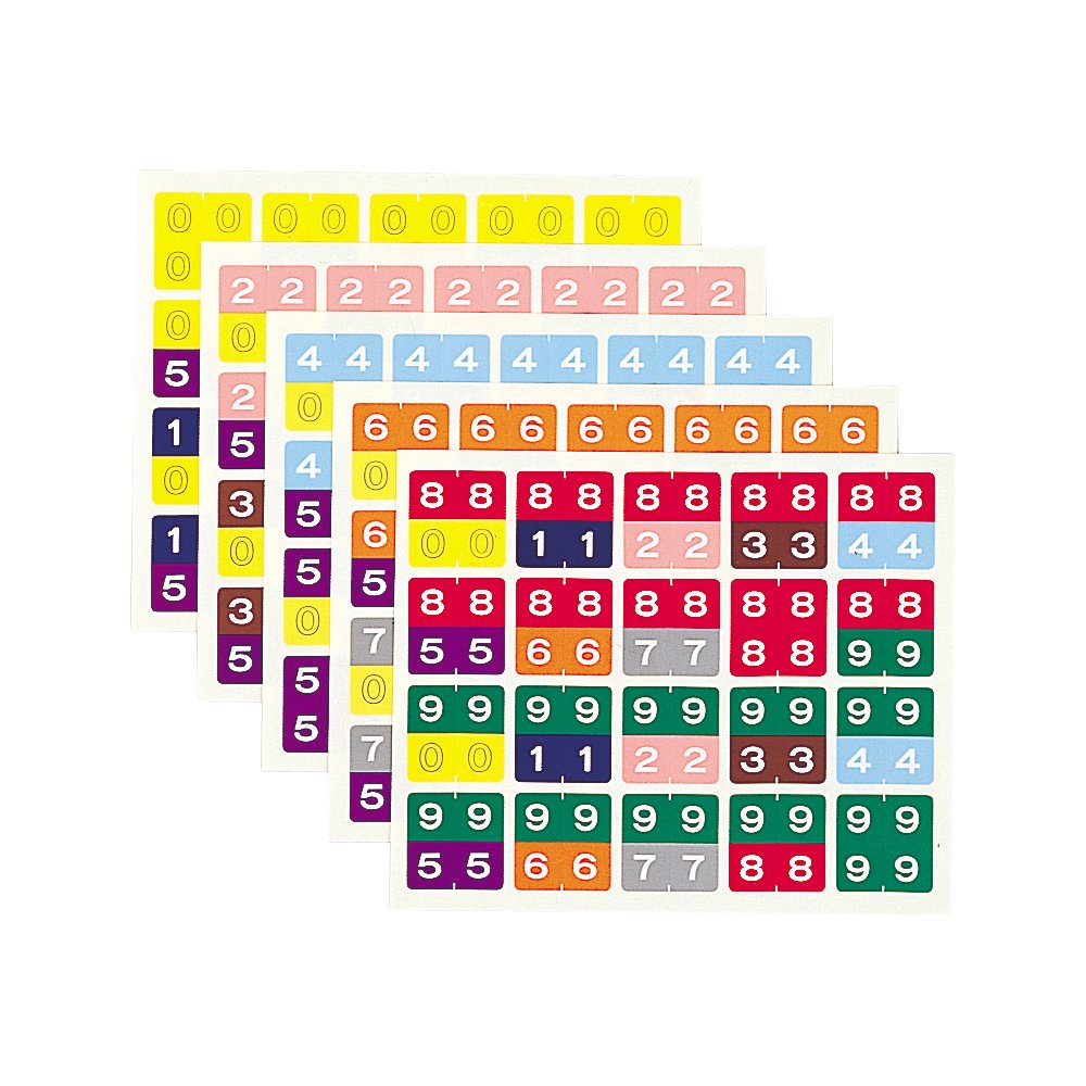Lihit Lab HK752 Color Number Labels, M, 2 Digits, 100 Pieces