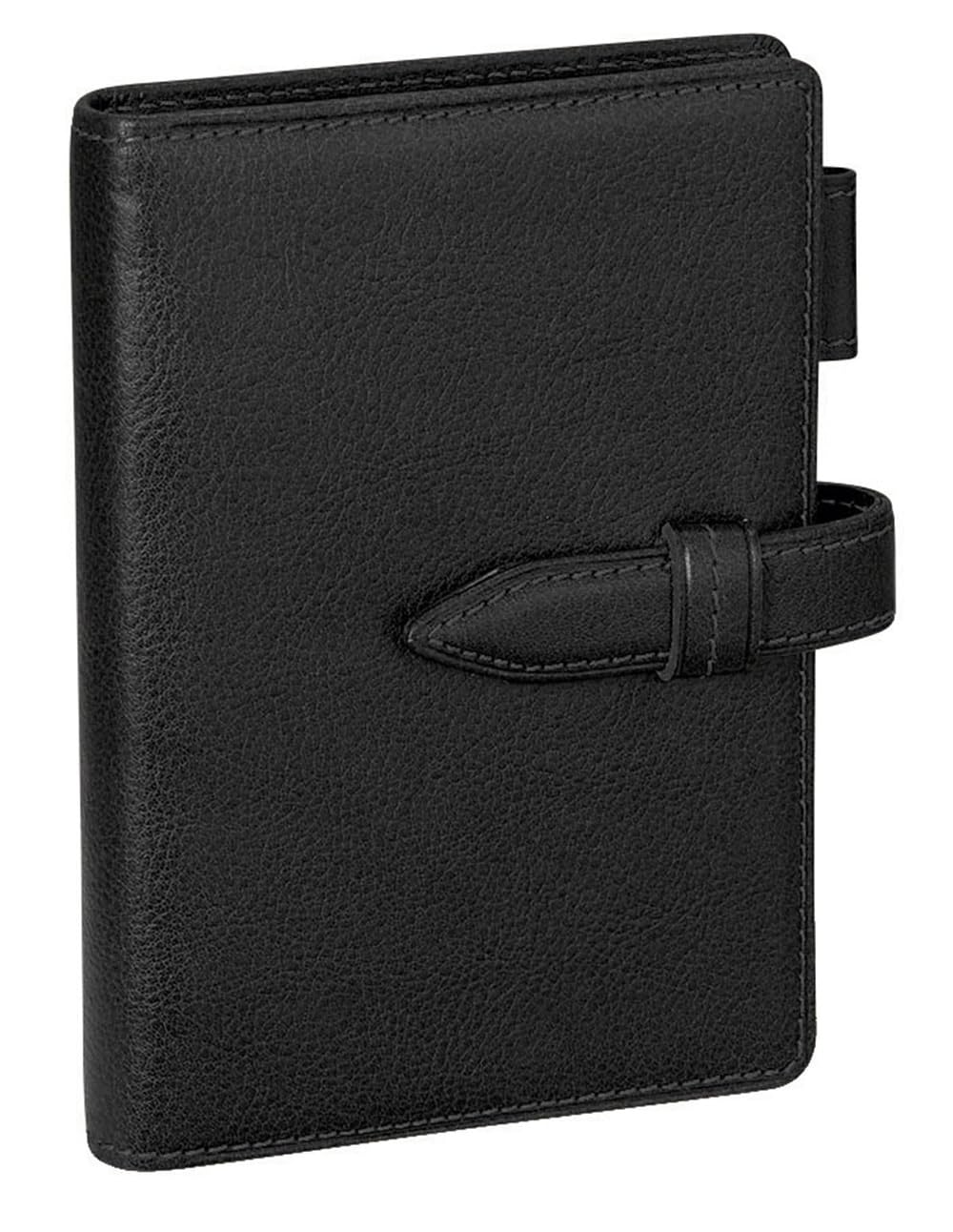 Raymay Fujii DP1410B Personal Organizer Da Vinci Oil Leather Pocket Size 0.6 inch (14 mm) Ring Genuine Leather Black