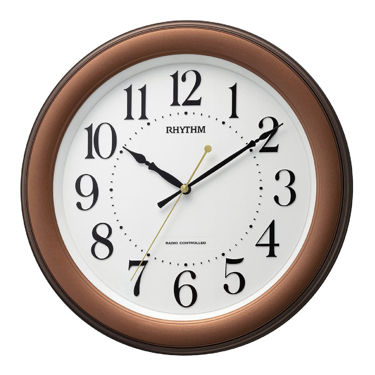 Rhythm 8MY563SR06 Wall Clock, Radio Clock, Quiet, Continuous Second Hand, Brown, Φ12.4 x 1.9 inches (31.4 x 4.8 cm), Brown