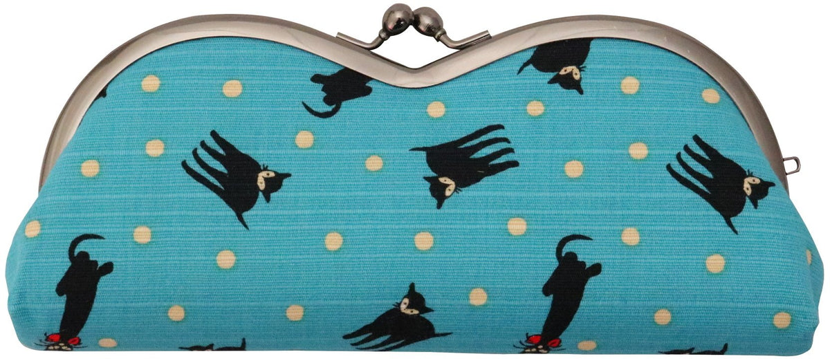 Japanese Pattern Eyeglasses Pouch Case, Black Cat