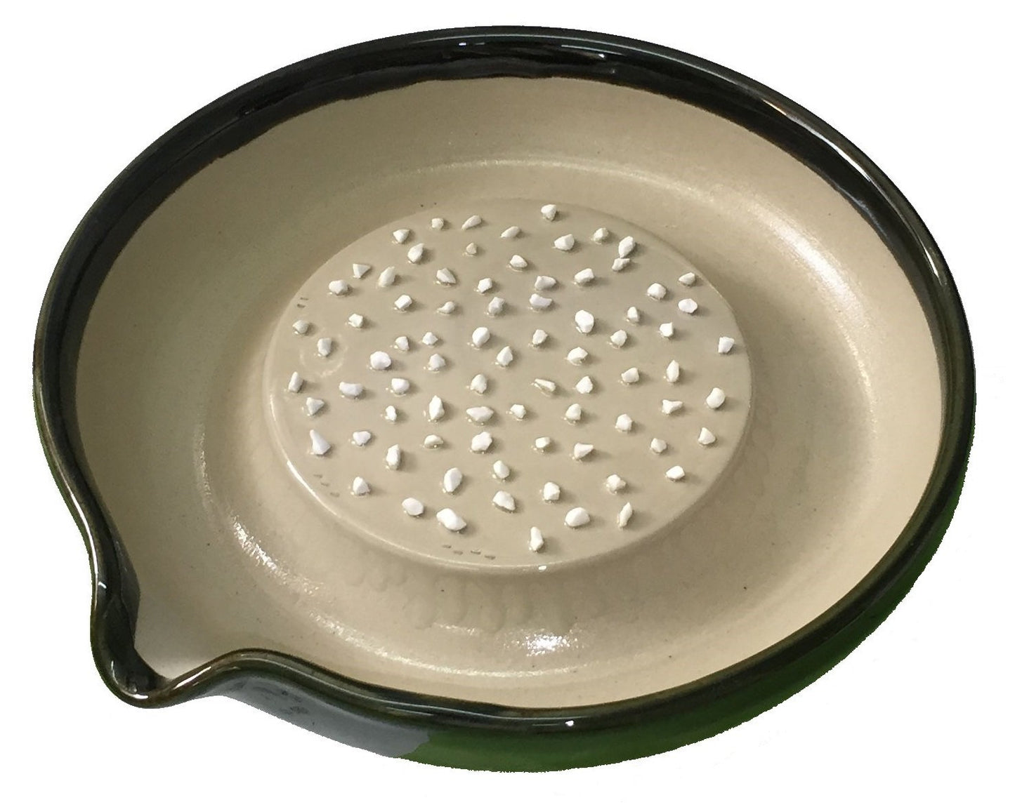 Motoshige Pottery Ishimi Yaki Radish Grater, Dish, Won't Damage Table, Silicone, Bottom, Diameter Approx. 7.1 inches (18 cm), Anti-Slip, Oribe Motoshige, Grater, Made in Japan