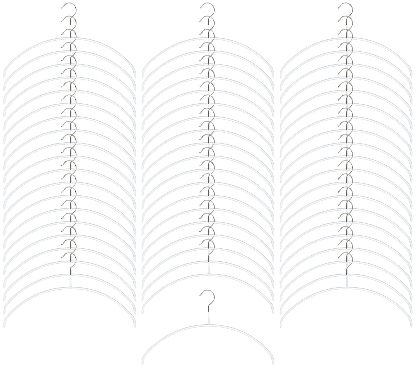 Mawa 120240 Non-Slip Hangers, Human Body Hangers, Made in Germany, Set of 60, White