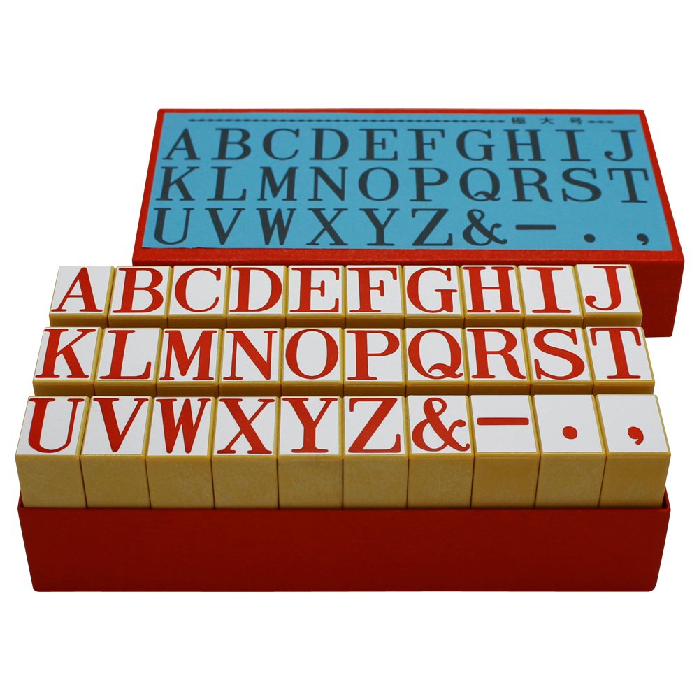 Shachihata TEA-03 Rubber Stamp with Pattern, Alphabet Set, Extra Large No. Stamp, 1.0 x 0.7 inches (26 x 17 mm)