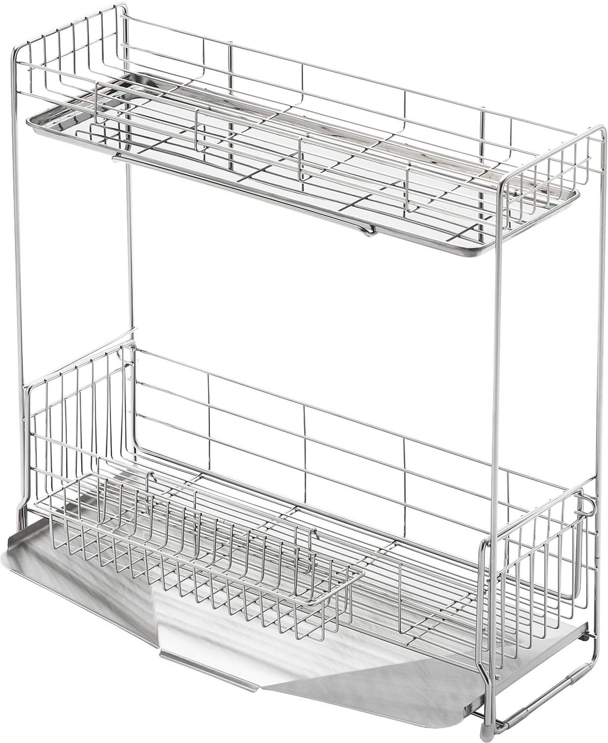 Yoshikawa 1306080 Drainer Rack, 2 Tiers, Width 5.9 x Depth 18.5 inches (15 x 47 cm), for 4 to 5 People, Made in Japan, Tableware, Sink Side Expandable