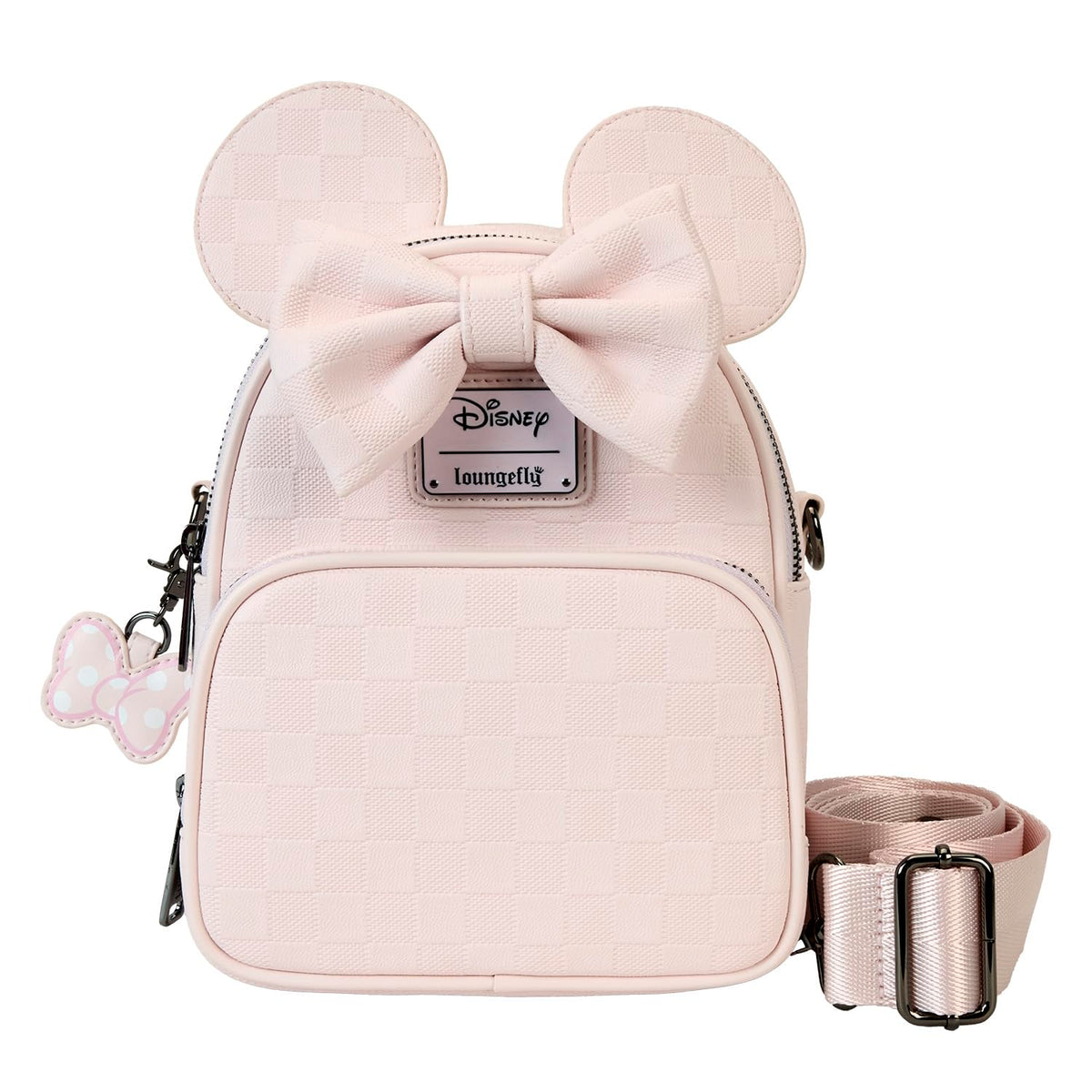 Loungefly Minnie Mouse Checkered Texture Convertible Mini Backpack & Crossbody Bag