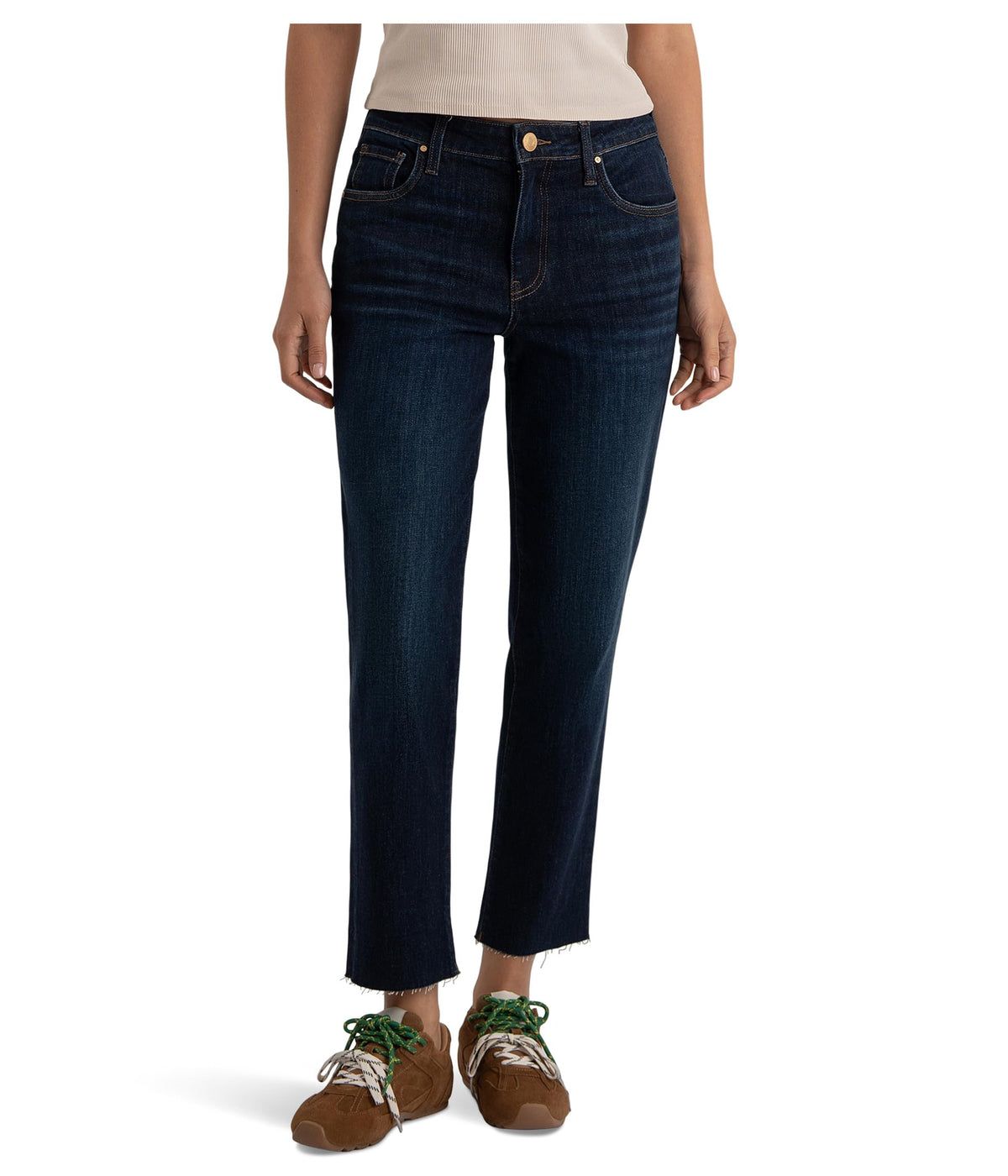 KUT from the Kloth, Womens, Reese High-Rise Fab Ab Ankle Straight Raw Hem, Courageously, Size: 8, Inseam: 27.5