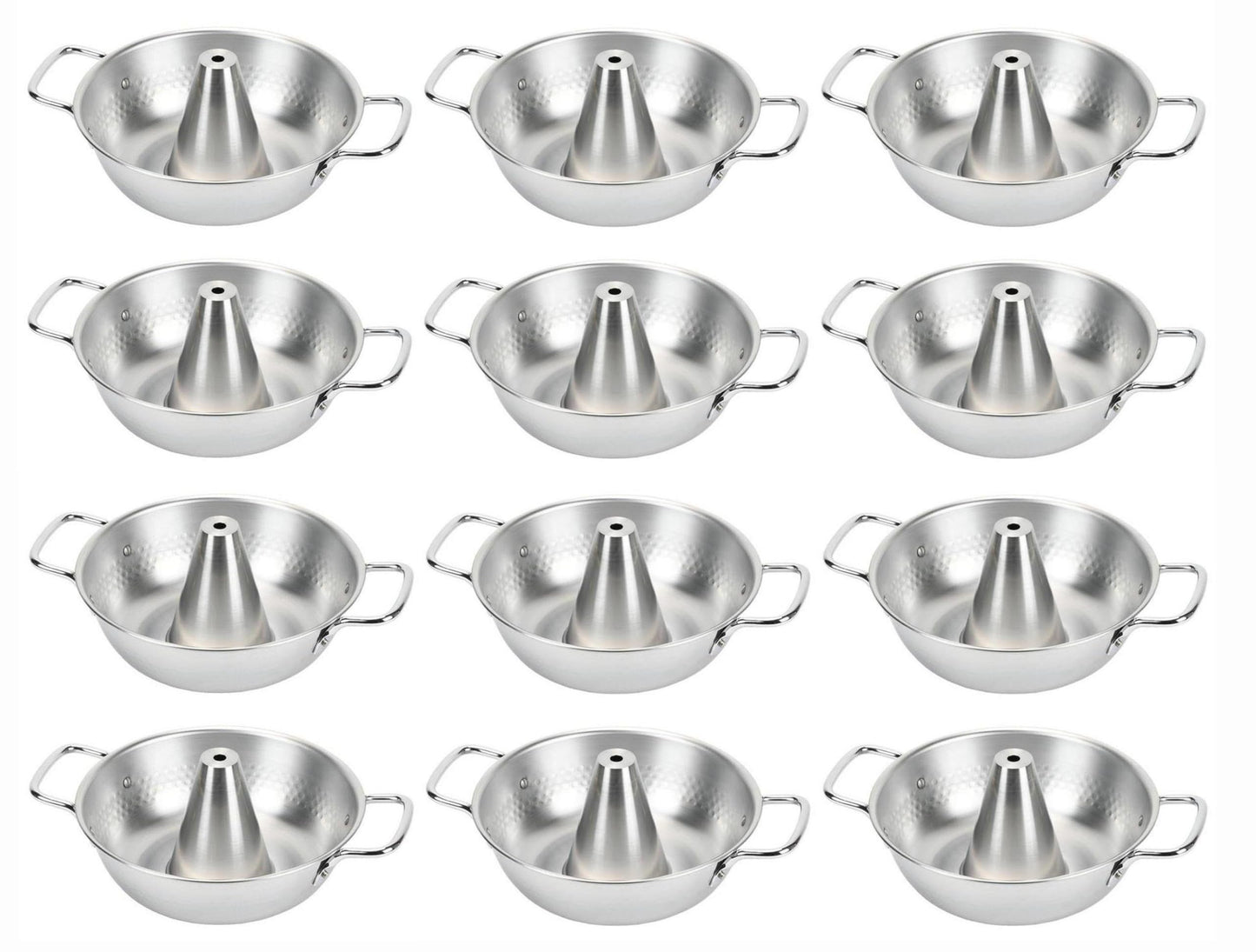 JapanBargain, 12-Pack Authentic Japanese Shabu Shabu Hot Pot with Chimney, 10.25-Inch Stainless Steel Traditional Beijing Style Hotpot, Made in Japan, Family Size 3-4 People, Premium Cookware
