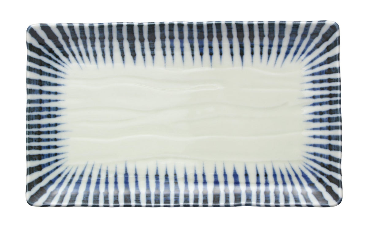 一久(Ichikyu) Mino Ware 131-0507 Kuresu Kusa, Long Plate, Rectangular Plate, Grilled Fish, Wide 8.7 x Depth 5.1 inches (22 x 13 cm), Microwave and Dishwasher Safe, Made in Japan