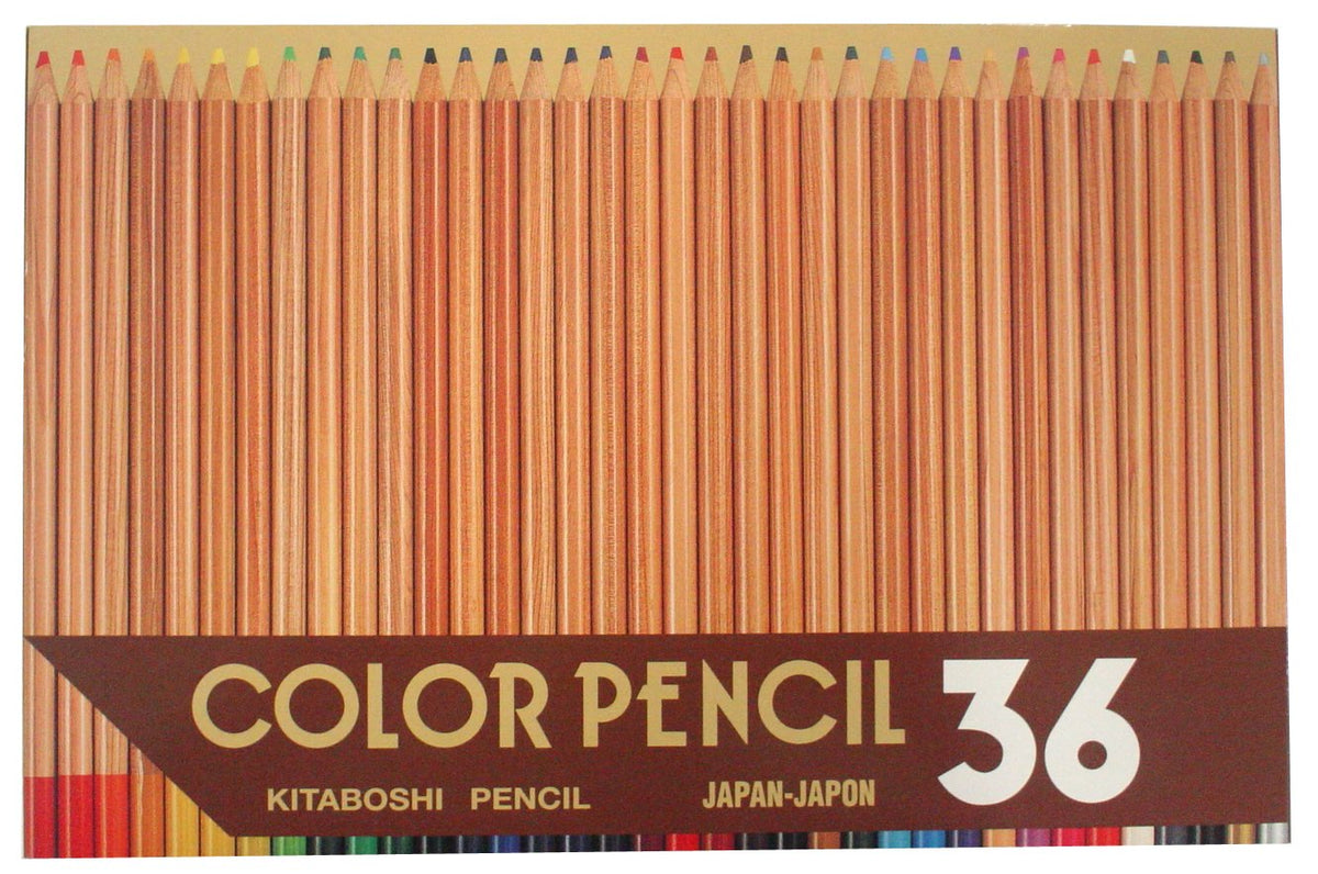 北星鉛筆 Hokusei Pencils, Colored Pencils, 36 Colors, Wood Grain, Paper Box Included 11203