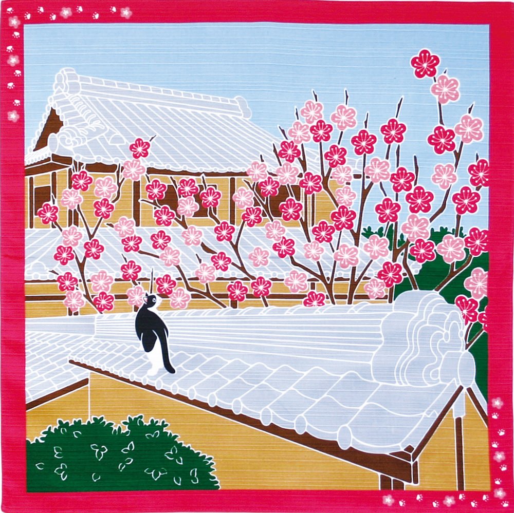 Yamako 88586 Tama's Walk Small Furoshiki Plum 19.7 x 19.7 inches (50 x 50
