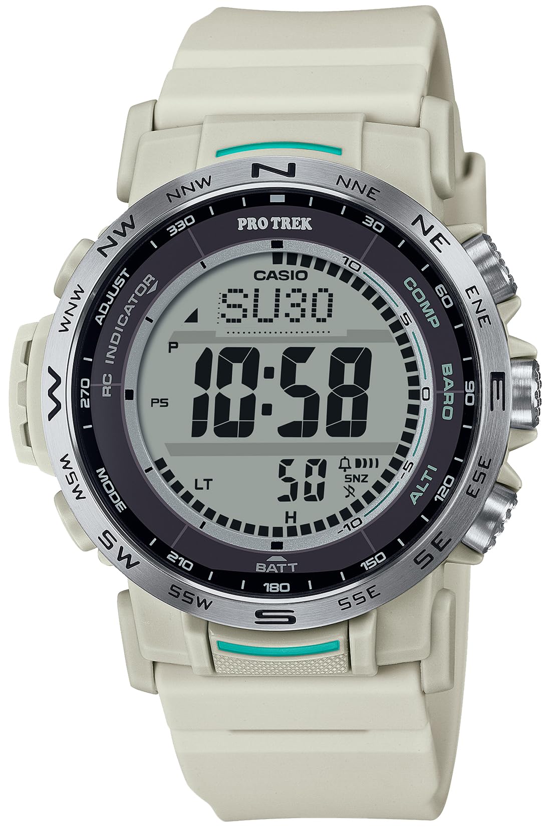 Casio Pro Trek Climber Line Wristwatch, Radio Solar, Biomass Plastic, beige