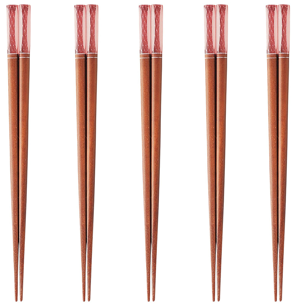 J-kitchens PID6345 Happy Chopsticks, Set of 5 Pairs, Material: Acrylic Resin + Natural Wood, Chopsticks, Dishwasher Safe, Made in Japan