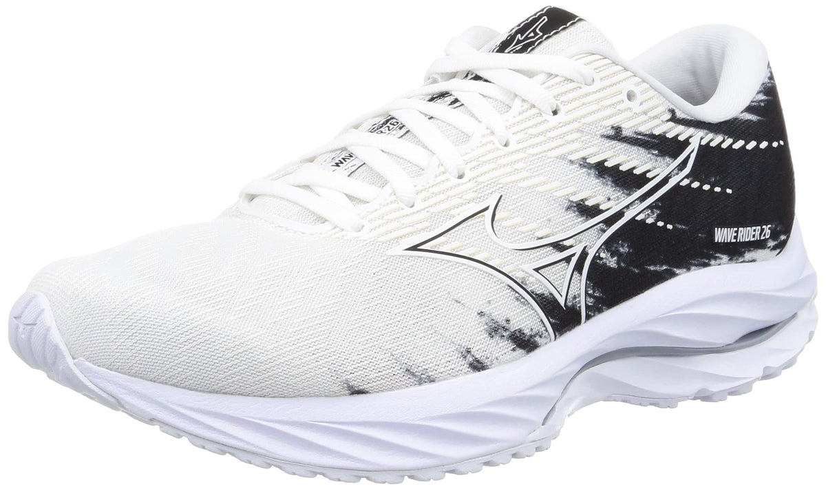 Mizuno Wave Rider 26 Running Shoes, Jogging, Marathon, Sports, Training, Lightweight, Men's, multicolor (white / black)
