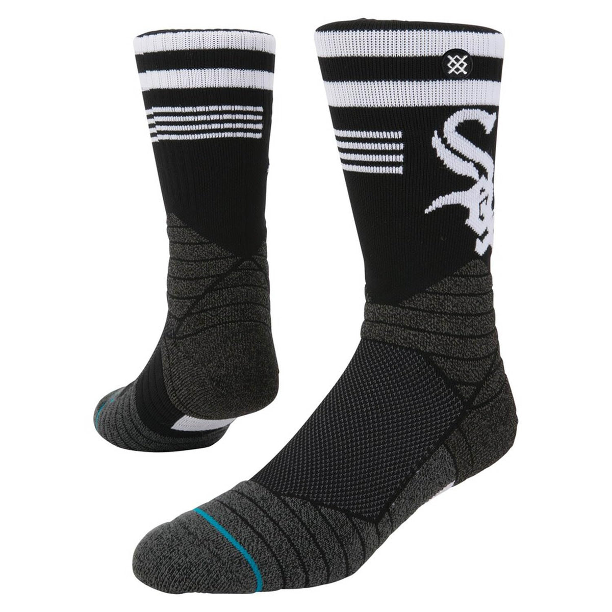 Stance M559A18WHI Men's White Sox Dmnd Pro Crew Sock, Black - Large (9-12)