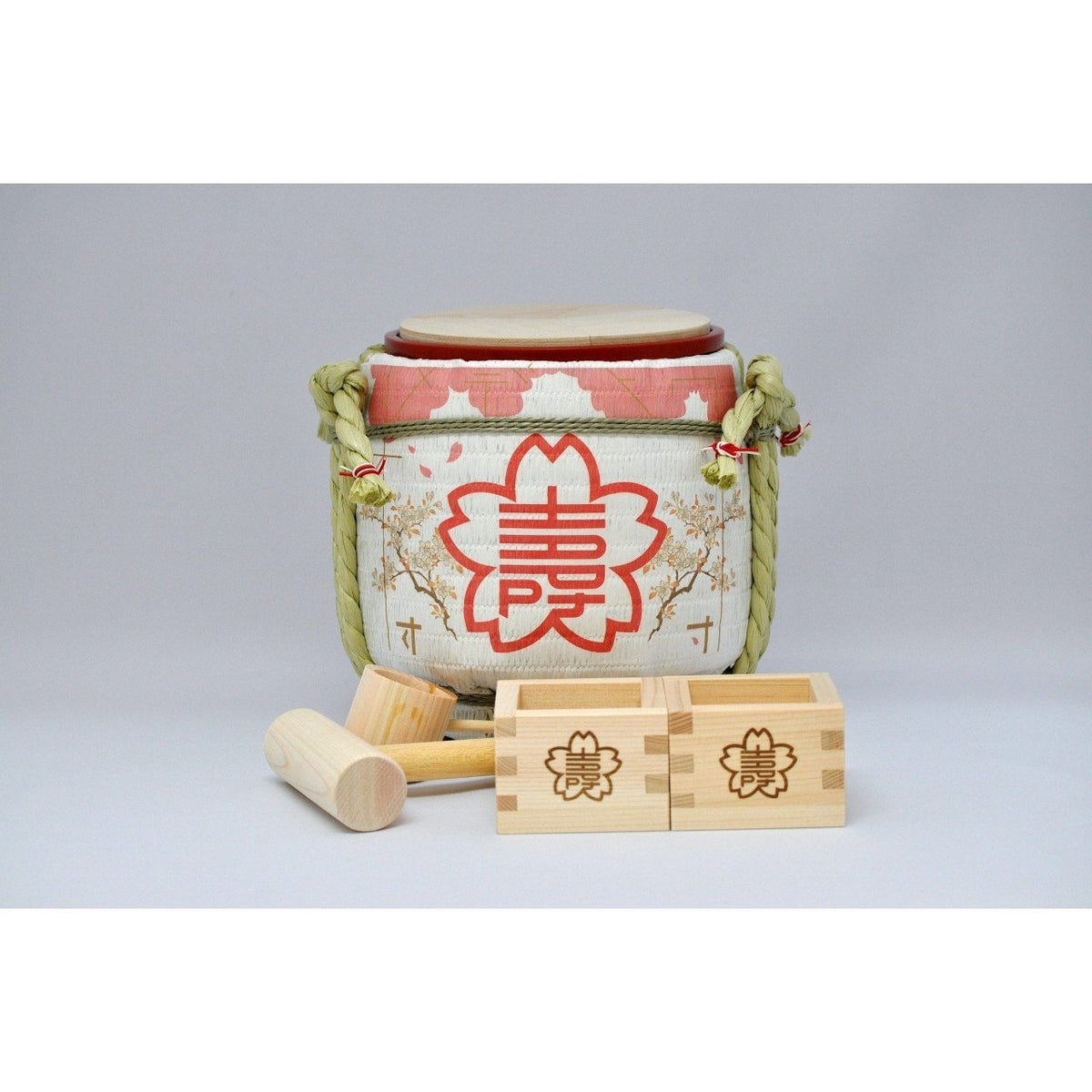 Mini Kagami Biraki Set: Special Sake Set for Celebrations Sakura Mori Cherry Blossom