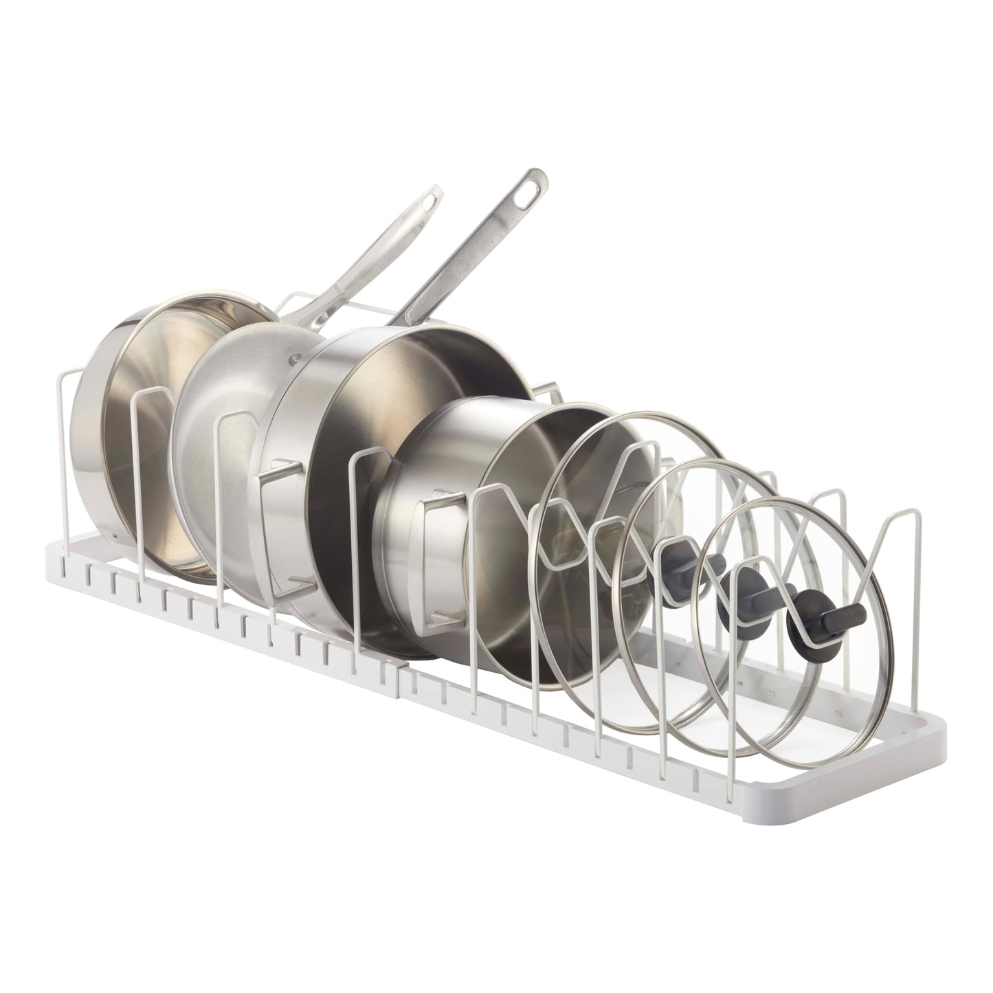 YAMAZAKI Home Tower Adjustable Lid & Pan Organizer – Kitchen Drawer Storage Shelf Rack