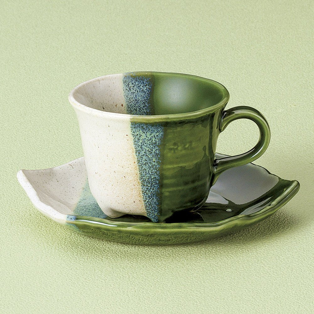 Oribe Kinoha Coffee Bowl Plate, 3.5 x 2.6 inches (9 x 6.7 cm), 8.3 fl oz (210 cc), 6.3 x 5.3 x 1.0 inches (16 x 13.5 x 2.7 cm), 13.2 oz (382 g), Coffee | Restaurant, Stylish, Tableware, Commercial Use