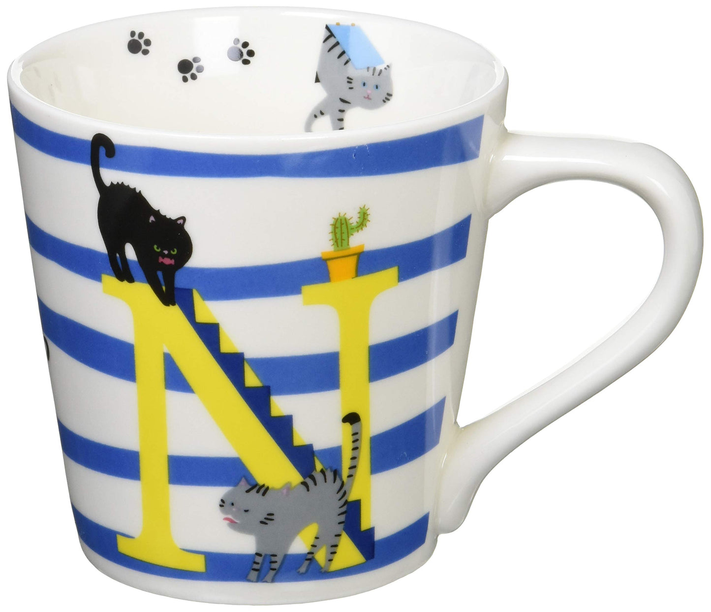 Ceramic Indigo Mug Cat Alphabet N 13095