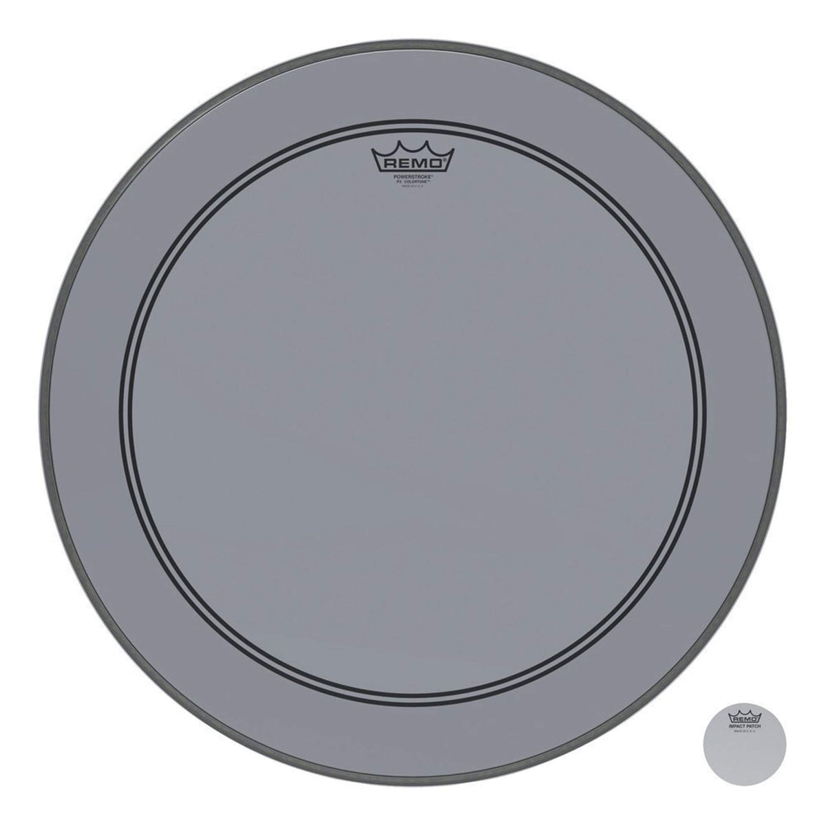 Remo Powerstroke P3 Colortone Smoke Bass Drumhead, 22"