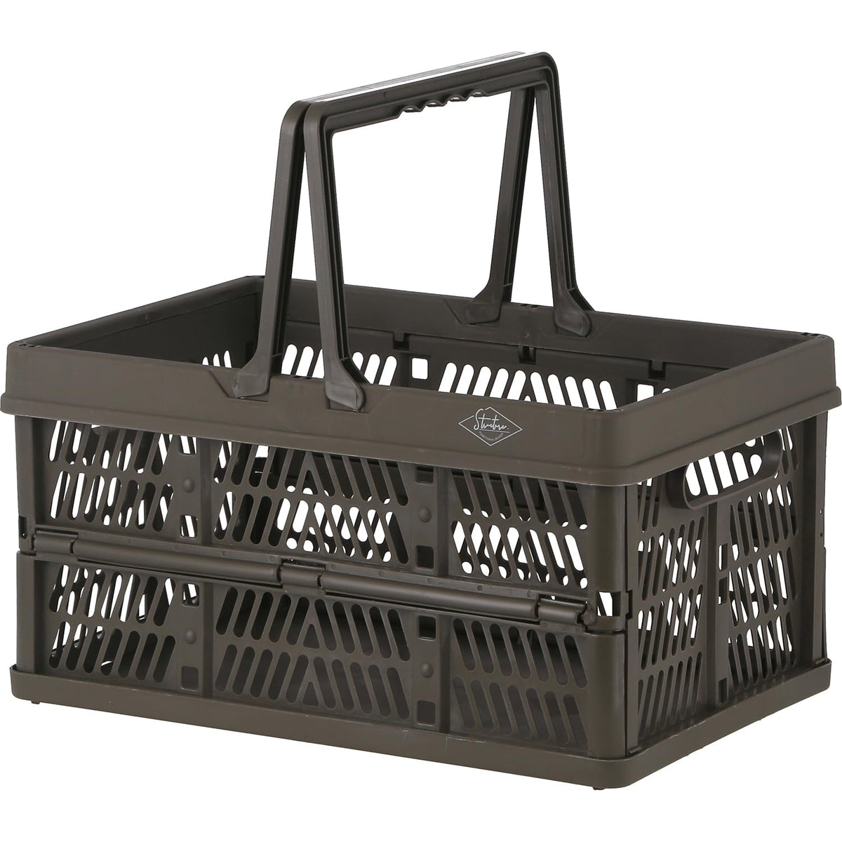 Fuji Boeki 69003 Folding Container Basket (W x D x H): 15.0 x 10.0 x 7.9 inches (38 x 25.5 x 20 cm), Khaki with Handle, Easy to Carry, Contents: 3.1 gal (15 L), M Size