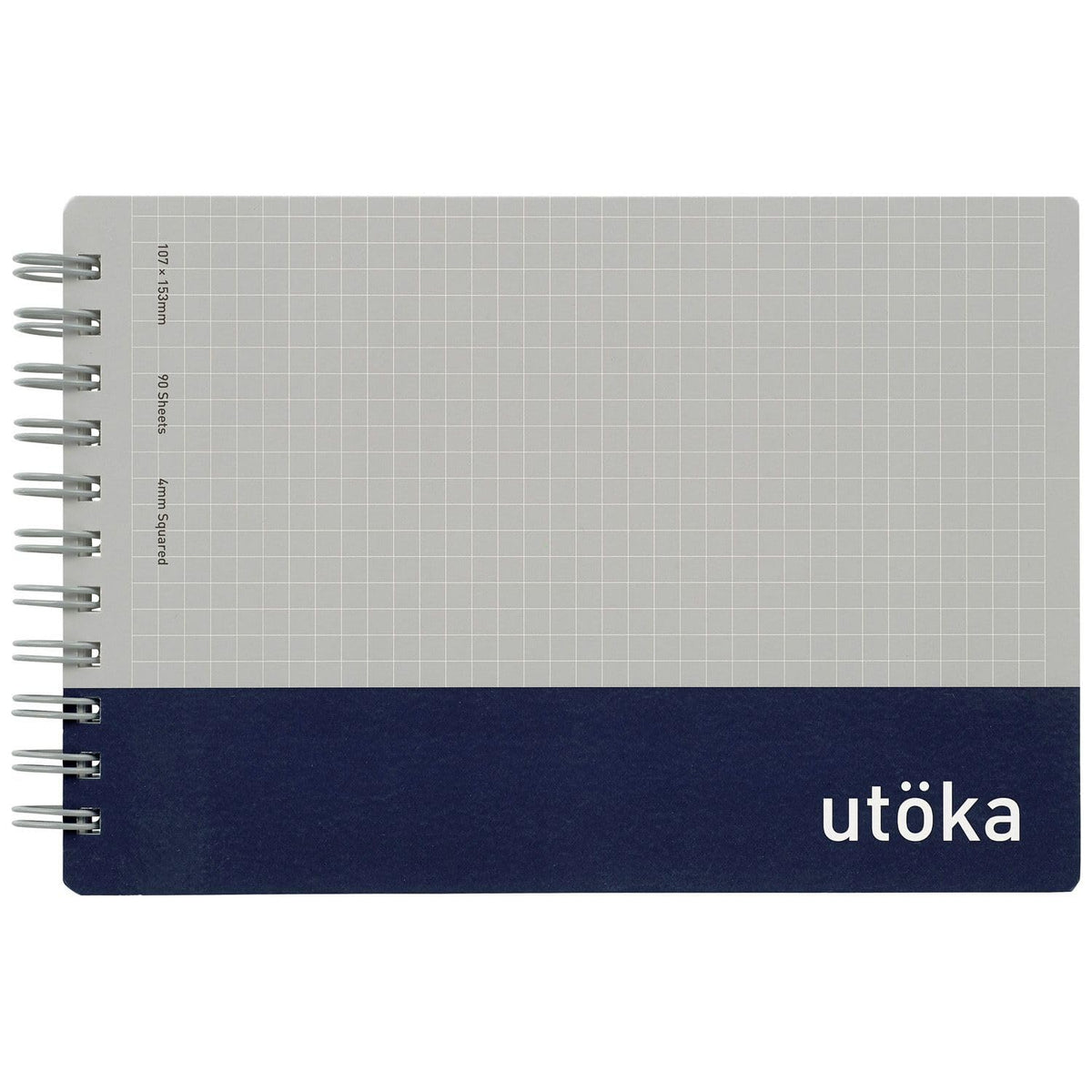 Maruman Utoka Grid Notebook- Pocket Size, 4.2" x 6.5", 90 Sheets / 180 Pages, 4mm Graph Paper Journal, Durable Twin Wire-bound Spiral, Flexible Cover, Navy, Made in Japan