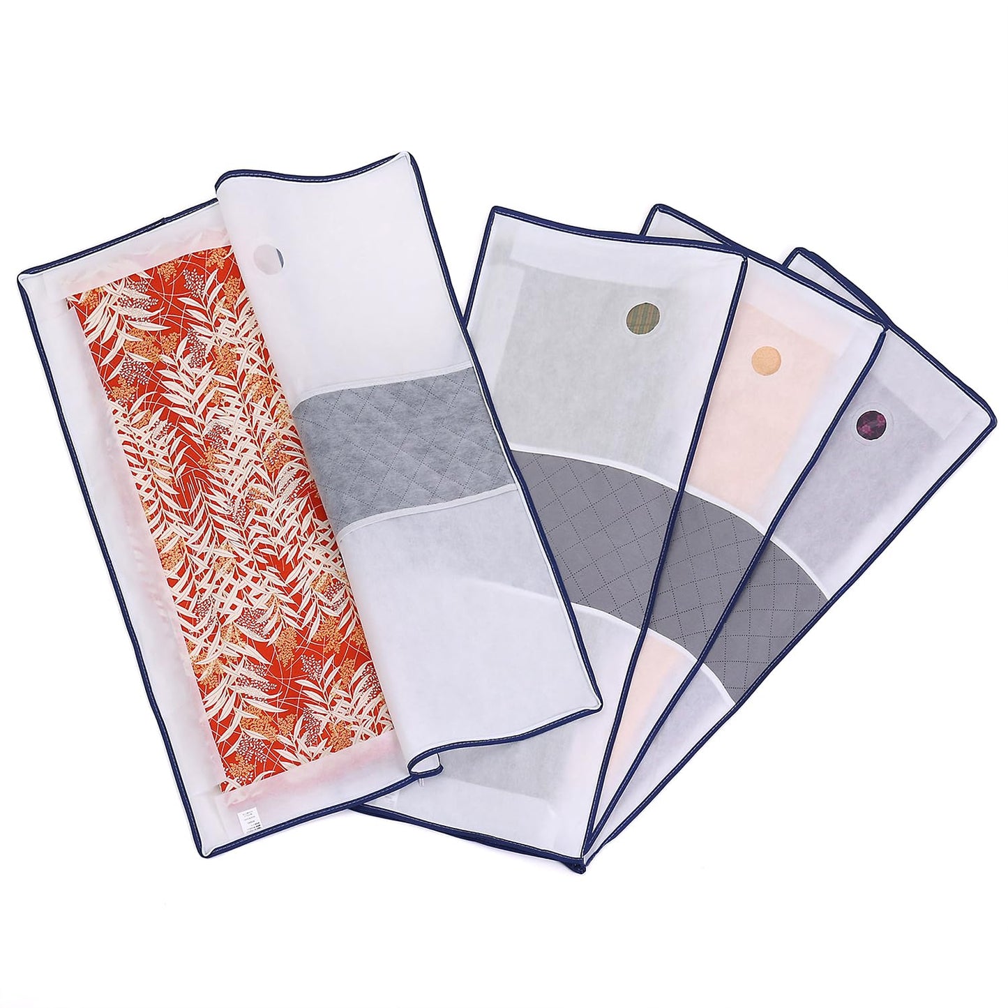 ASTRO 171-49 Kimono Storage Bag, White x Gray, Activated Carbon Deodorizing, 3-Way Opening, 4-Piece Set, Transparent Window, Non-Woven Fabric, Zipper Type