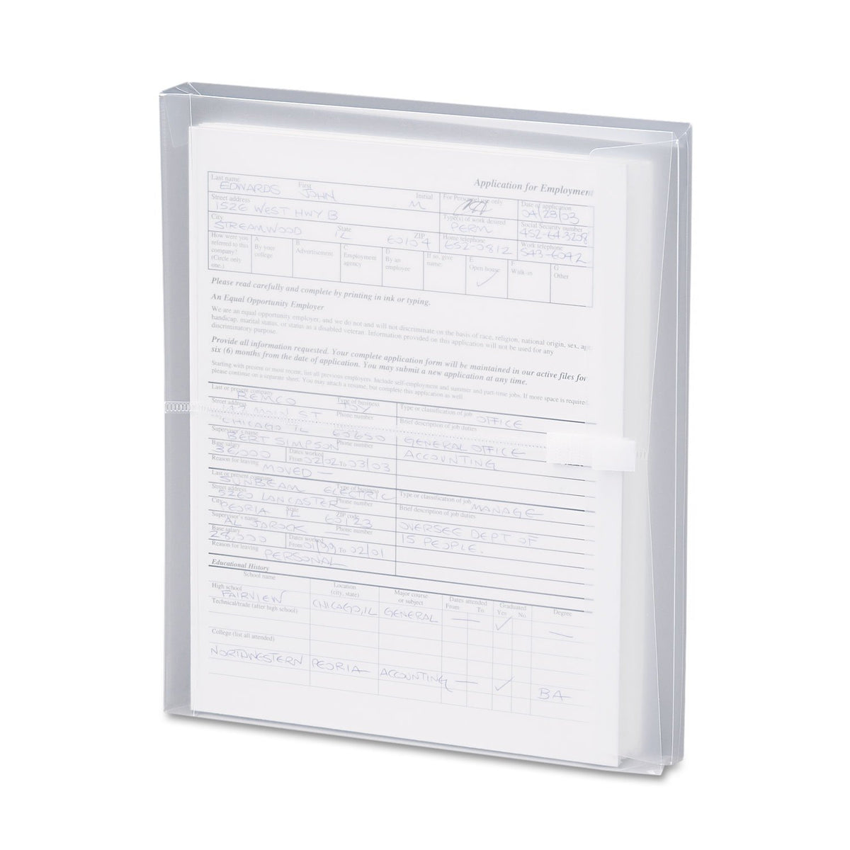 Smead Poly Envelope, 1-1/4" Expansion, Hook-and-Loop Closure, Side Load, Letter Size, Clear, 5 per Pack (89661)