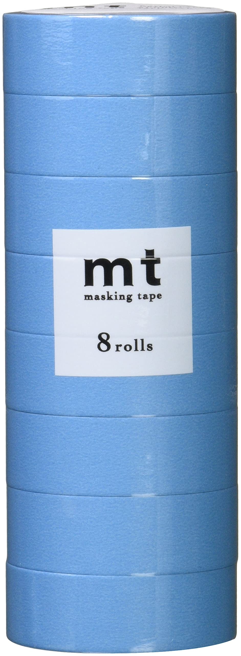 Kamoi Kakoshi MT08P514 Masking Tape, 8 Ps, Width 0.6 inches (15 mm) x 2.8 ft (7 m), 514 Matte Light Blue