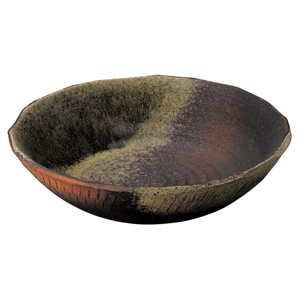 Yamashita Kogei 14067900 White φ13.0 x 3.1 inches (33 x 8 cm), Warm Gray Glaze 11.0 Large Bowl