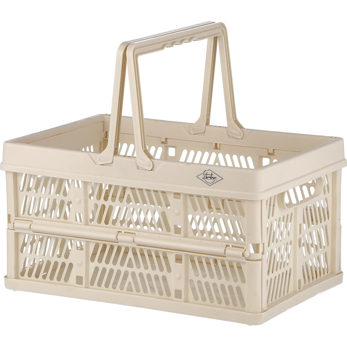Fujiboeki 86444 Folding Container Basket (W x D x H): 15.0 x 10.0 x 7.9 inches (38 x 25.5 x 20 cm), White, Includes Handle, Easy to Carry, Contents: 3.1 gal (15 L), M Size