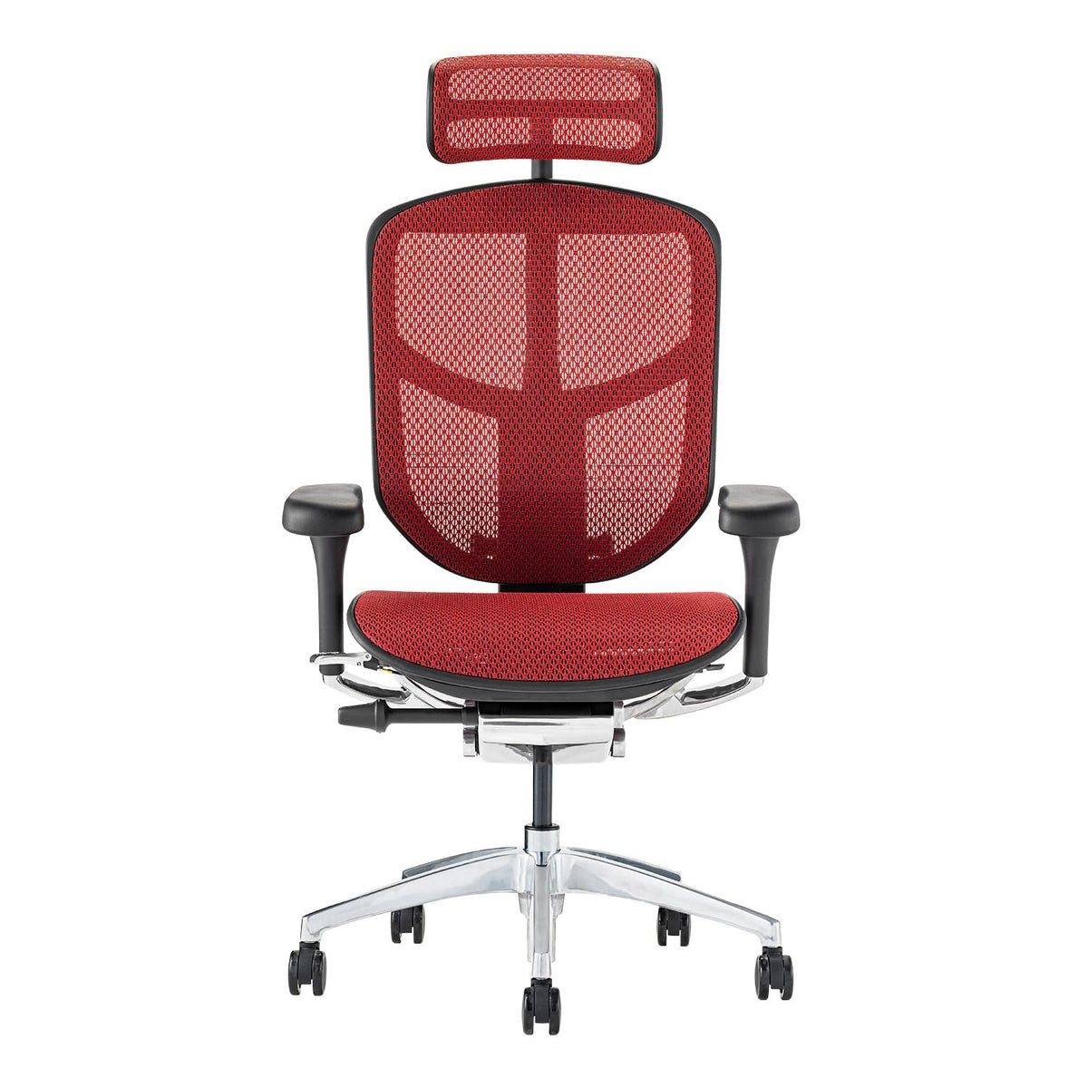 エルゴヒューマン(Ergohuman) ergohuman2 EJ2-HAM-BF-RD Office Chair Frame: Black, Mesh: Red, with Headrest, Enjoy High Type,