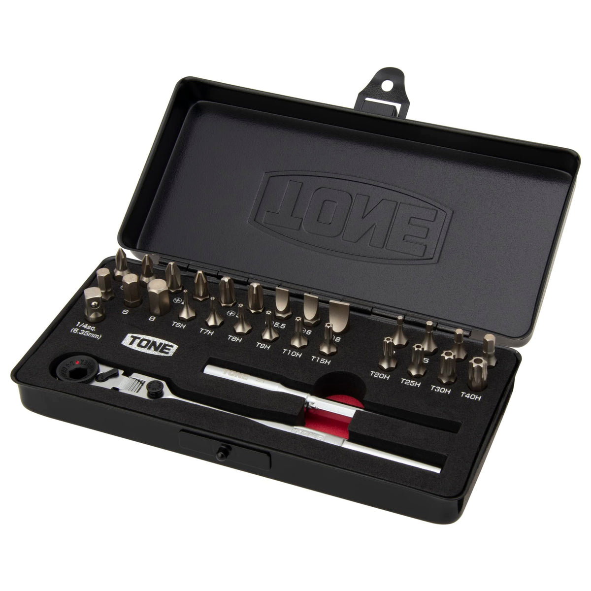 TONE Bit Ratchet Set BRFS27 1/4" Hex Shank Bit Black 27-Piece