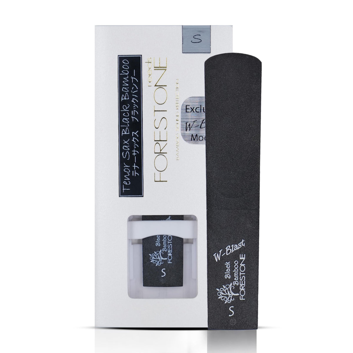 Forestone Black Bamboo W-Blast Synthetic Tenor Saxophone Reed with Bamboo Fiber and Carbon Blend, French Filed Cut with Dark, Classical Sound Profile - Long-Lasting - Made in Japan Soft (S)